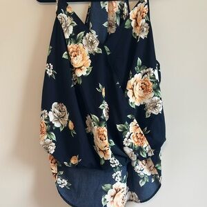 SHEIN  Blue and Orange floral blouse